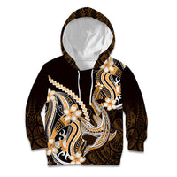 Orange Black Aloha Hawaii Kid Hoodie Polynesian Shark Tattoo Plumeria