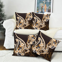 Orange Black Aloha Hawaii Pillow Cover Polynesian Shark Tattoo Plumeria