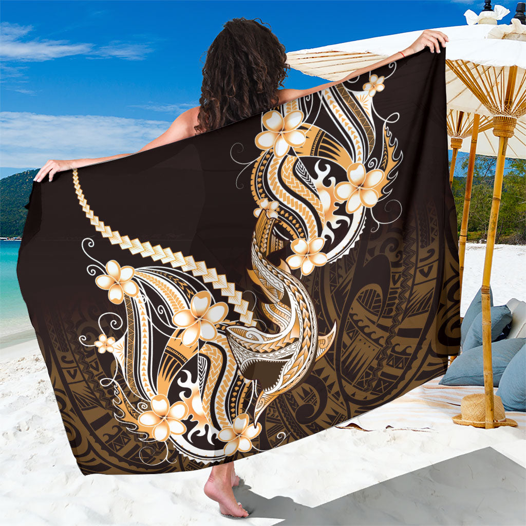 Orange Black Aloha Hawaii Sarong Polynesian Shark Tattoo Plumeria LT14 One Size 44 x 66 inches Orange - Polynesian Pride