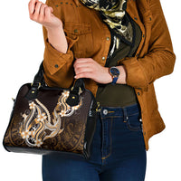 Orange Black Aloha Hawaii Shoulder Handbag Polynesian Shark Tattoo Plumeria