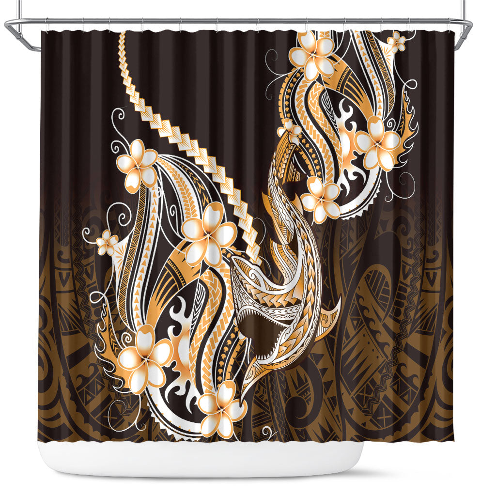 Orange Black Aloha Hawaii Shower Curtain Polynesian Shark Tattoo Plumeria LT14 Orange - Polynesian Pride