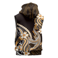 Orange Black Aloha Hawaii Sleeveless Zip Hoodie Polynesian Shark Tattoo Plumeria