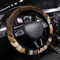 Orange Black Aloha Hawaii Steering Wheel Cover Polynesian Shark Tattoo Plumeria