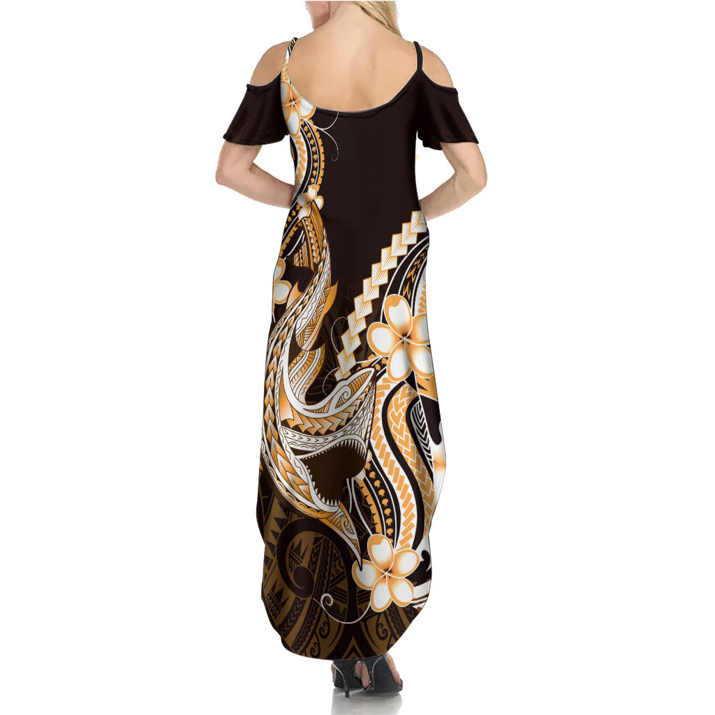 Orange Black Aloha Hawaii Summer Maxi Dress Polynesian Shark Tattoo Plumeria