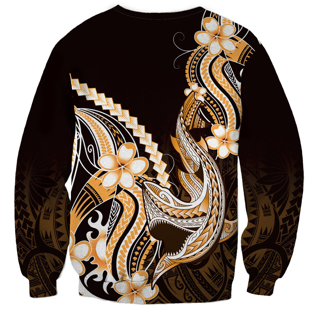 Orange Black Aloha Hawaii Sweatshirt Polynesian Shark Tattoo Plumeria