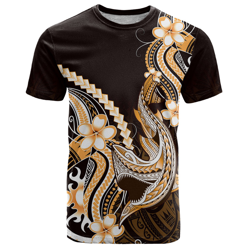 Orange Black Aloha Hawaii T Shirt Polynesian Shark Tattoo Plumeria