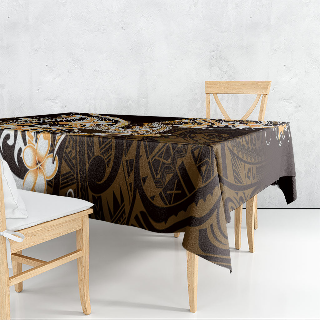 Orange Black Aloha Hawaii Tablecloth Polynesian Shark Tattoo Plumeria