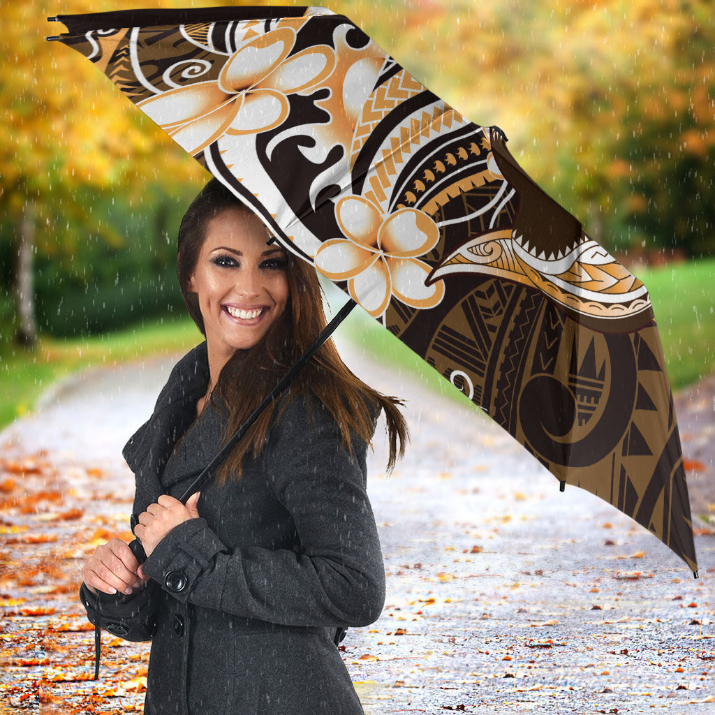 Orange Black Aloha Hawaii Umbrella Polynesian Shark Tattoo Plumeria