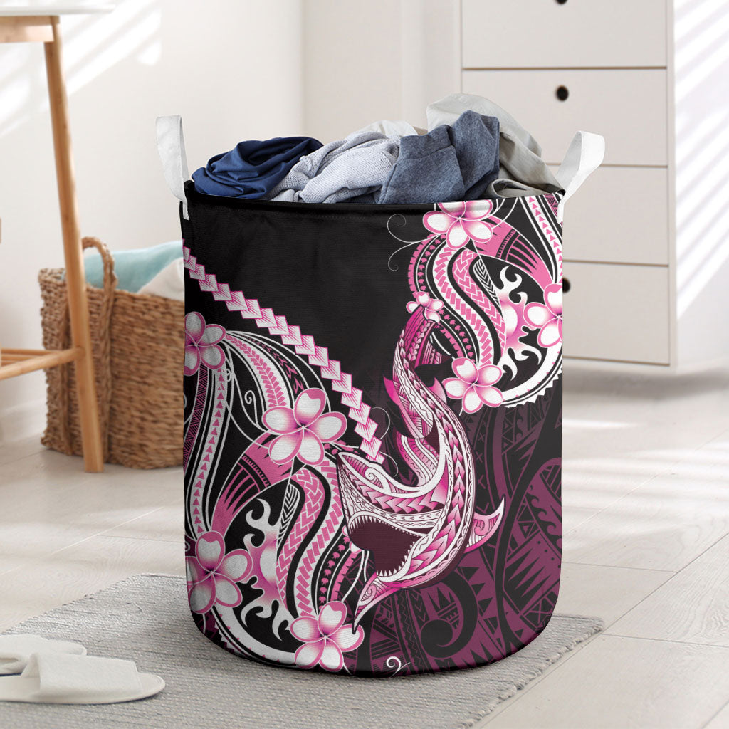 Pink Black Aloha Hawaii Laundry Basket Polynesian Shark Tattoo Plumeria LT14 Pink - Polynesian Pride