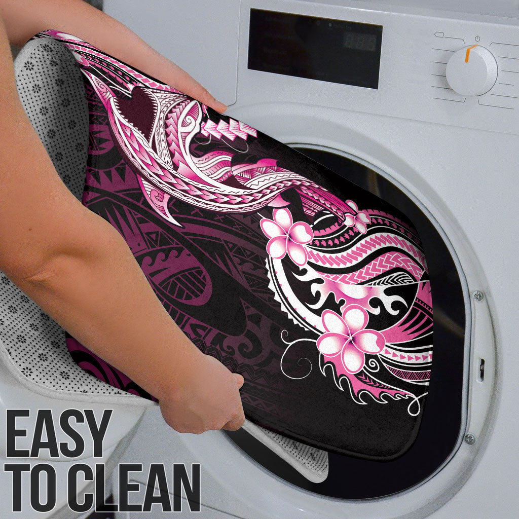 Pink Black Aloha Hawaii Bathroom Set Polynesian Shark Tattoo Plumeria