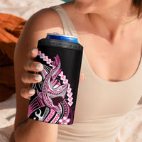 Pink Black Aloha Hawaii 4 in 1 Can Cooler Tumbler Polynesian Shark Tattoo Plumeria
