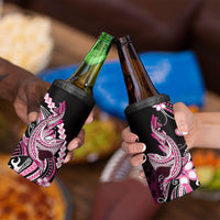 Pink Black Aloha Hawaii 4 in 1 Can Cooler Tumbler Polynesian Shark Tattoo Plumeria