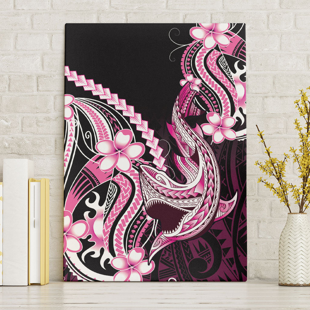 Pink Black Aloha Hawaii Canvas Wall Art Polynesian Shark Tattoo Plumeria LT14 Without Frame Pink - Polynesian Pride