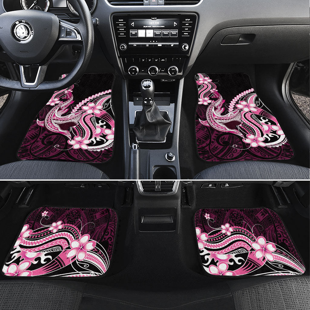 Pink Black Aloha Hawaii Car Mats Polynesian Shark Tattoo Plumeria