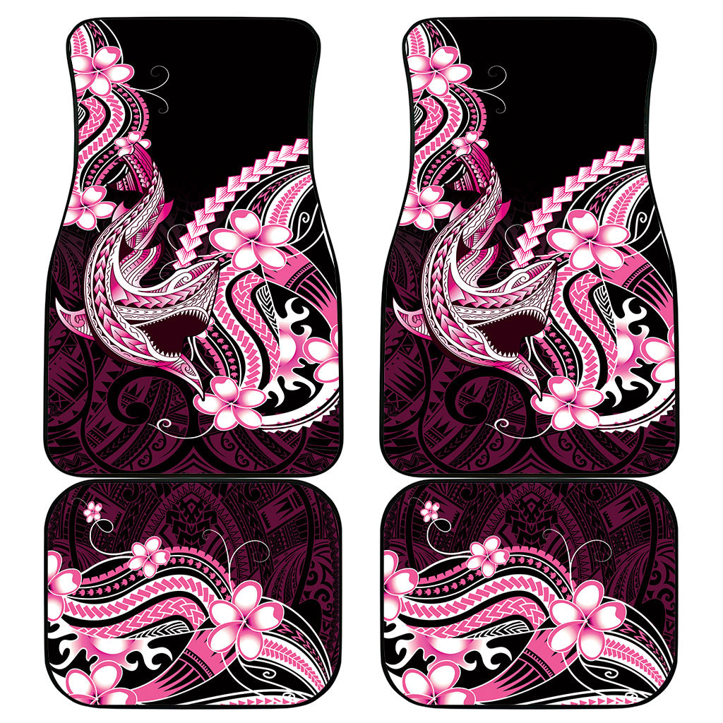 Pink Black Aloha Hawaii Car Mats Polynesian Shark Tattoo Plumeria