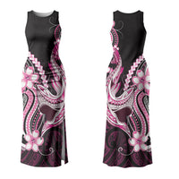 Pink Black Aloha Hawaii Couples Matching Tank Maxi Dress and Hawaiian Shirt Polynesian Shark Tattoo Plumeria LT14 - Polynesian Pride