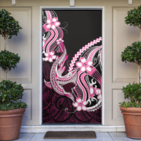 Pink Black Aloha Hawaii Door Cover Polynesian Shark Tattoo Plumeria
