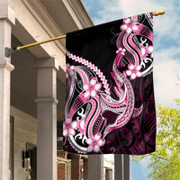 Pink Black Aloha Hawaii Garden Flag Polynesian Shark Tattoo Plumeria