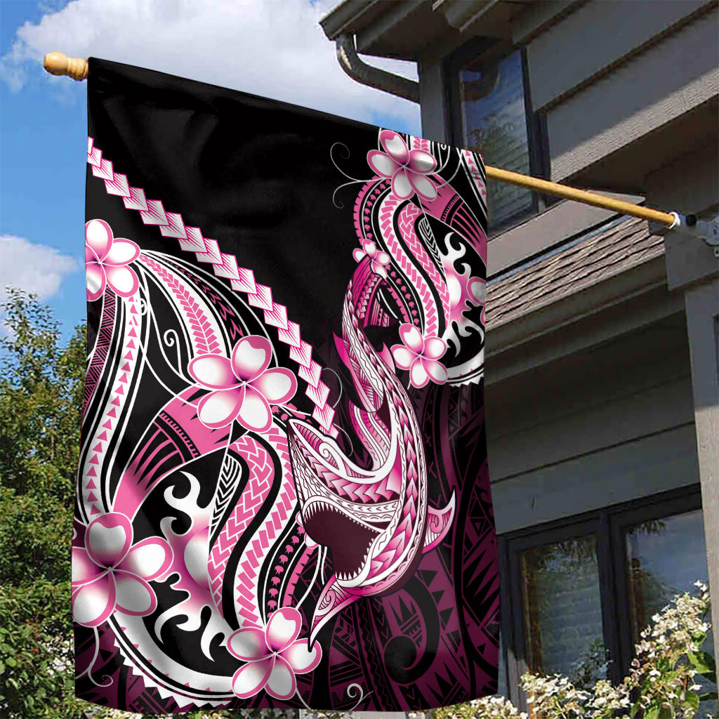 Pink Black Aloha Hawaii Garden Flag Polynesian Shark Tattoo Plumeria