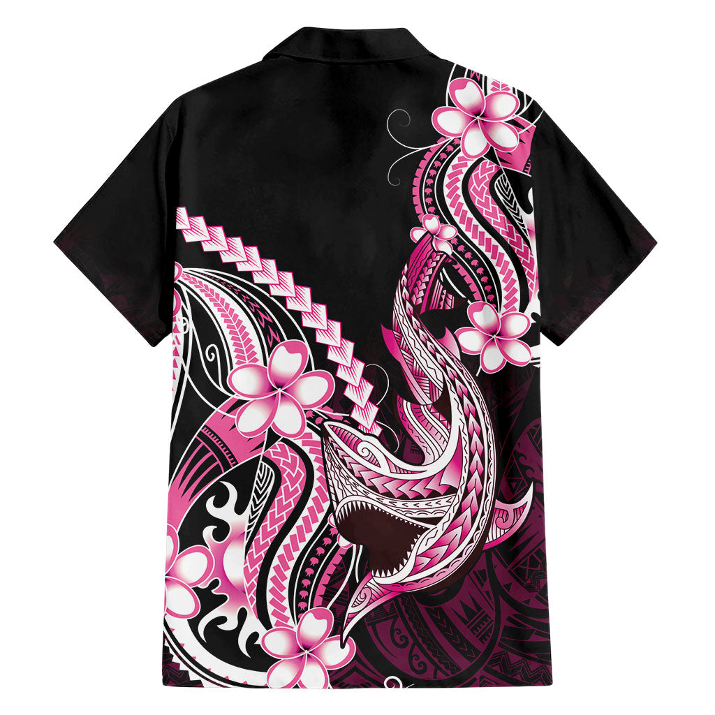 Pink Black Aloha Hawaii Hawaiian Shirt Polynesian Shark Tattoo Plumeria