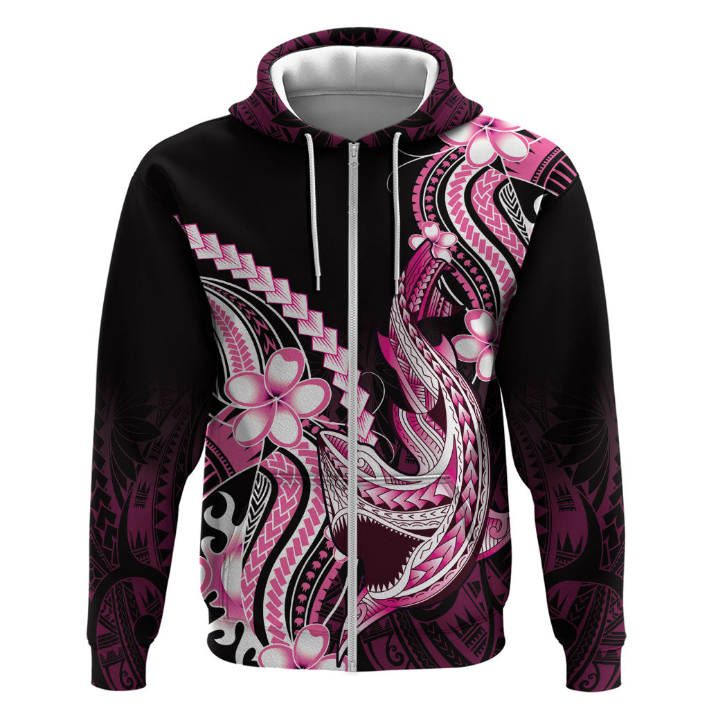 Pink Black Aloha Hawaii Hoodie Polynesian Shark Tattoo Plumeria