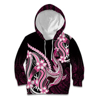 Pink Black Aloha Hawaii Kid Hoodie Polynesian Shark Tattoo Plumeria