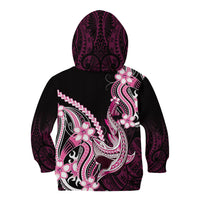 Pink Black Aloha Hawaii Kid Hoodie Polynesian Shark Tattoo Plumeria
