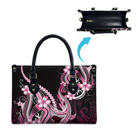 Pink Black Aloha Hawaii Leather Bag Polynesian Shark Tattoo Plumeria