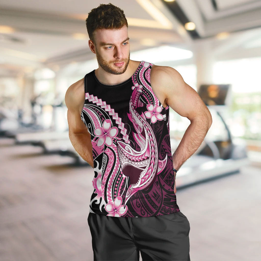 Pink Black Aloha Hawaii Men Tank Top Polynesian Shark Tattoo Plumeria LT14 Pink - Polynesian Pride