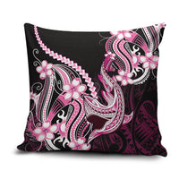 Pink Black Aloha Hawaii Pillow Cover Polynesian Shark Tattoo Plumeria