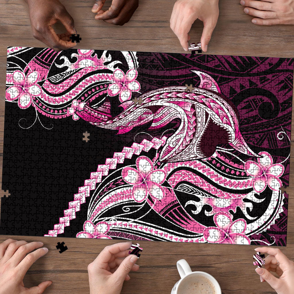 Pink Black Aloha Hawaii Puzzle Polynesian Shark Tattoo Plumeria