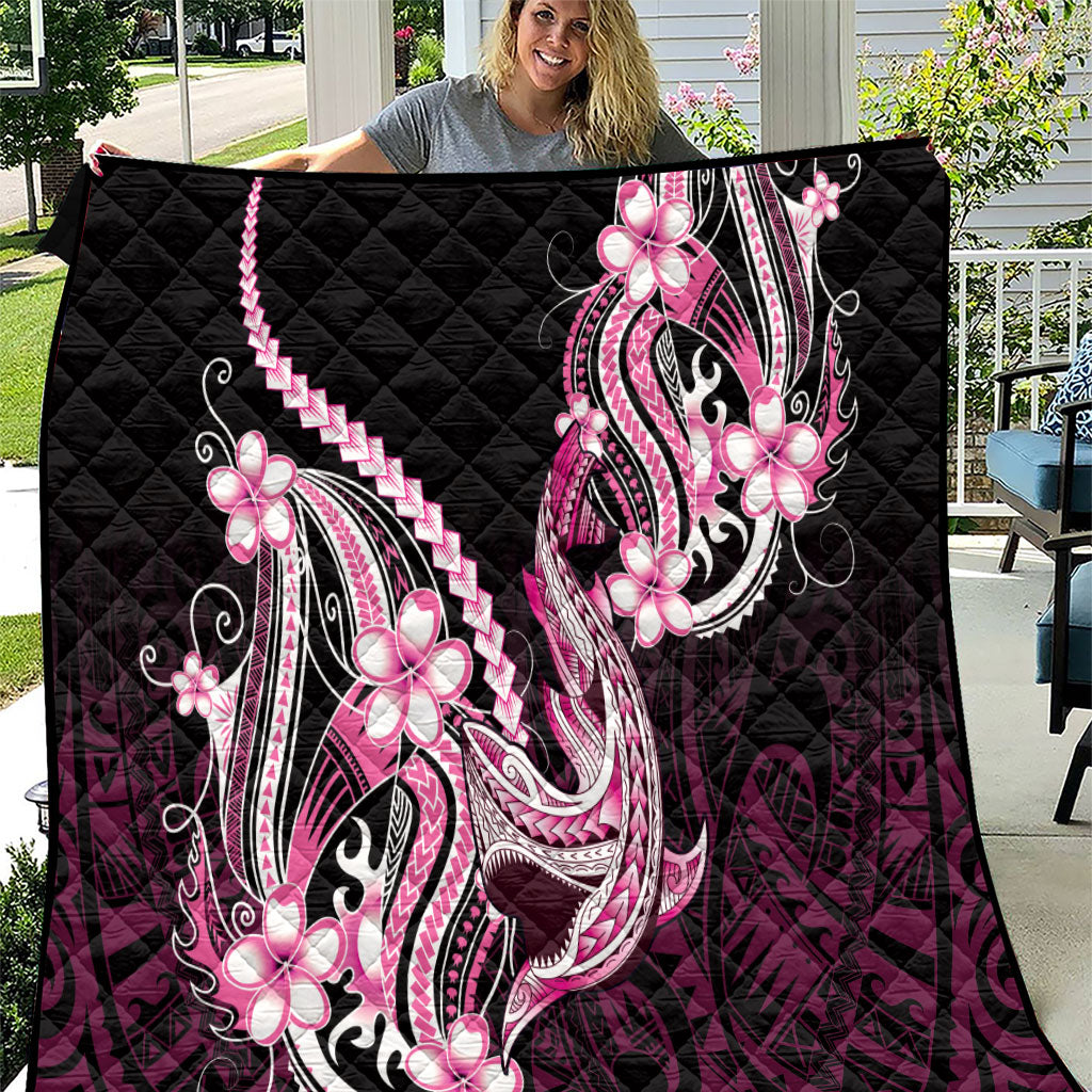 Pink Black Aloha Hawaii Quilt Polynesian Shark Tattoo Plumeria LT14 Pink - Polynesian Pride