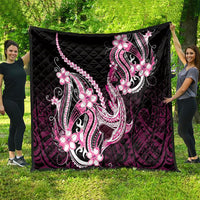 Pink Black Aloha Hawaii Quilt Polynesian Shark Tattoo Plumeria
