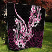 Pink Black Aloha Hawaii Quilt Polynesian Shark Tattoo Plumeria