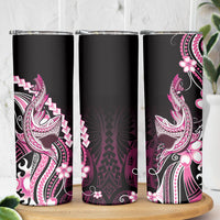 Pink Black Aloha Hawaii Skinny Tumbler Polynesian Shark Tattoo Plumeria