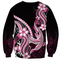 Pink Black Aloha Hawaii Sweatshirt Polynesian Shark Tattoo Plumeria