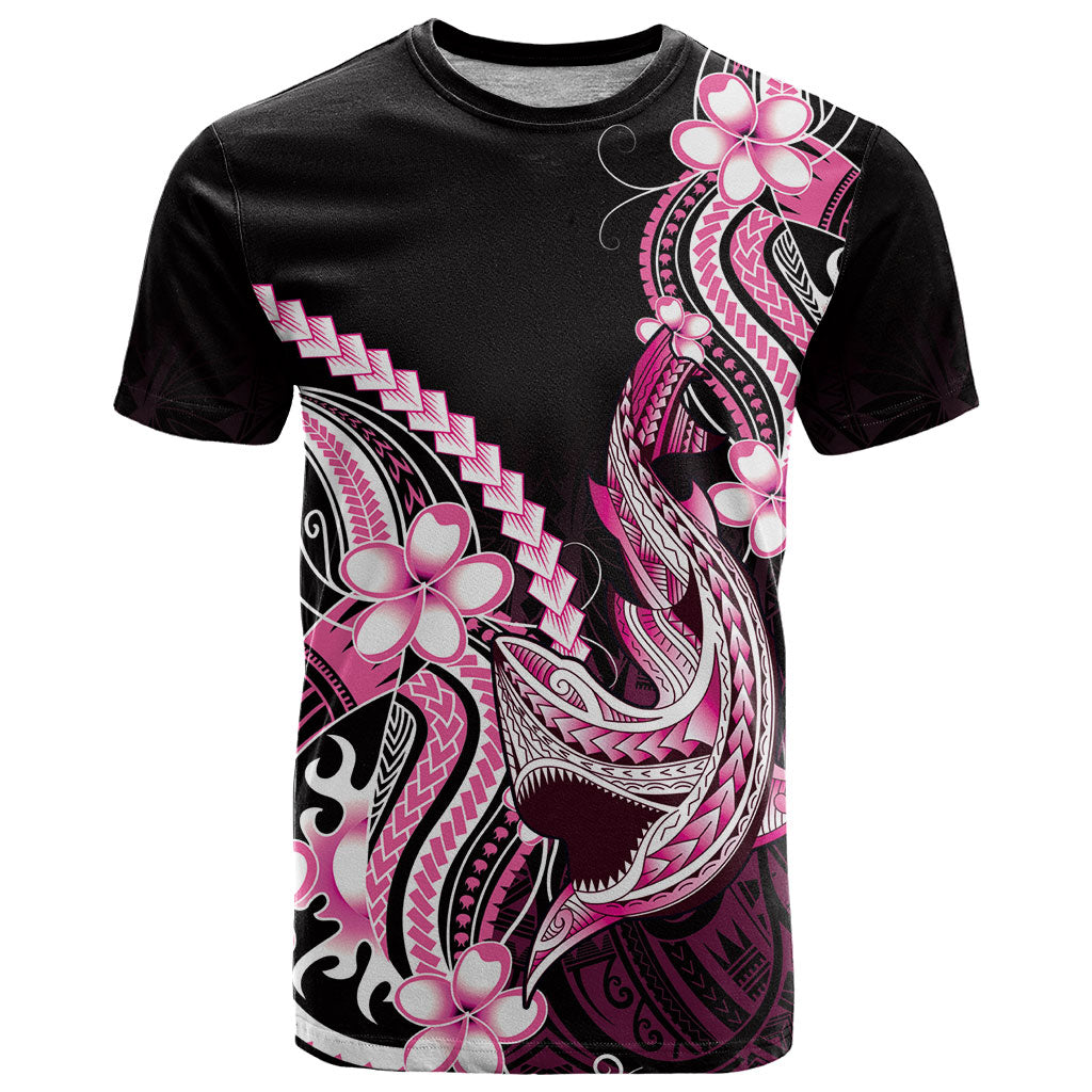 Pink Black Aloha Hawaii T Shirt Polynesian Shark Tattoo Plumeria