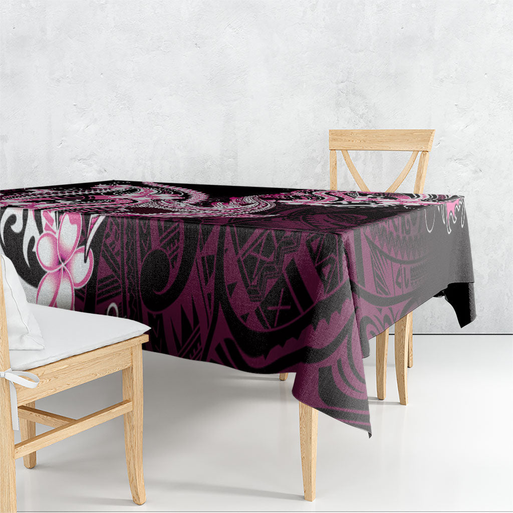 Pink Black Aloha Hawaii Tablecloth Polynesian Shark Tattoo Plumeria
