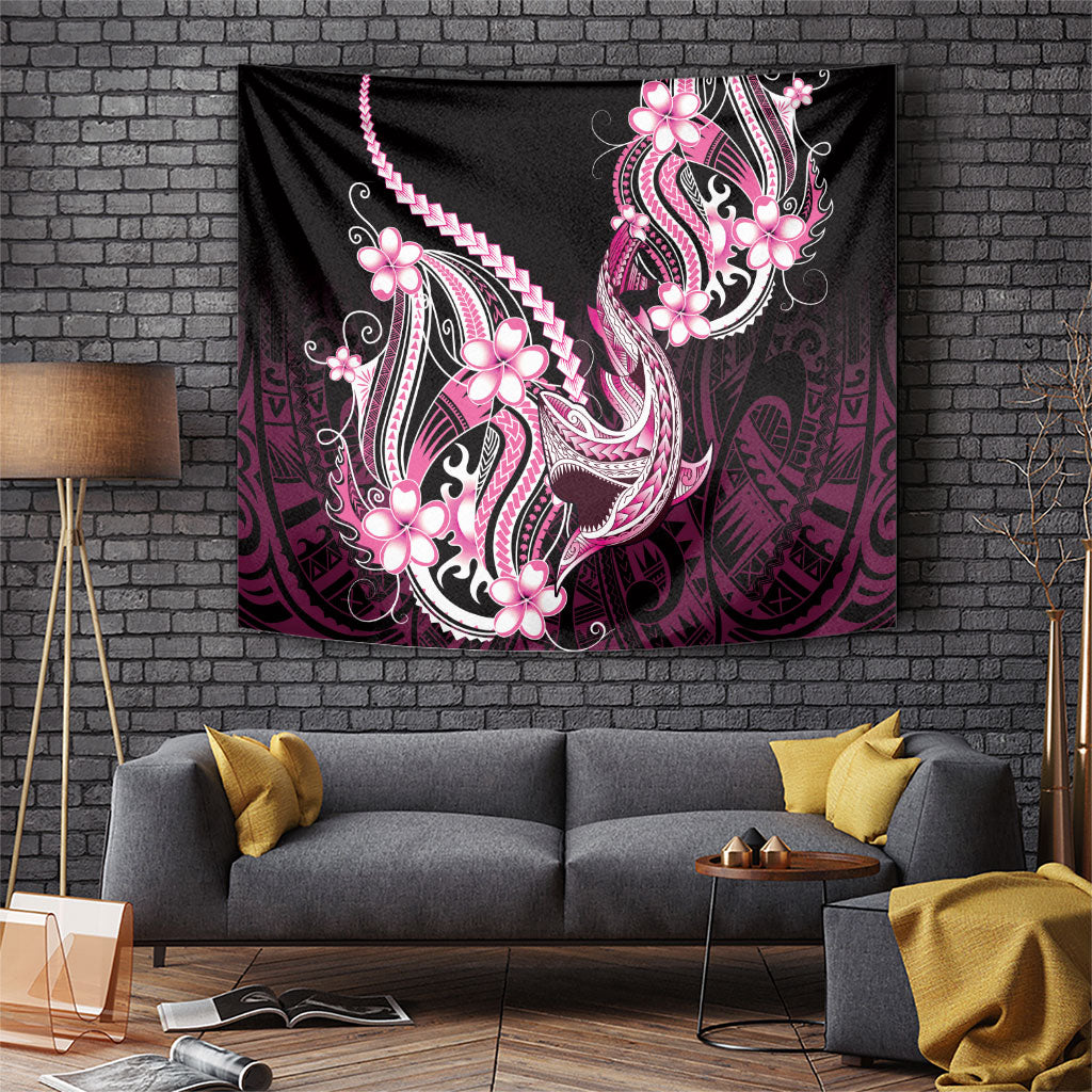 Pink Black Aloha Hawaii Tapestry Polynesian Shark Tattoo Plumeria LT14 Pink - Polynesian Pride
