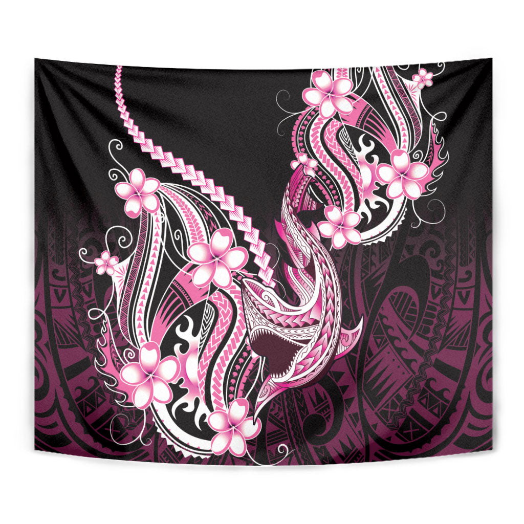 Pink Black Aloha Hawaii Tapestry Polynesian Shark Tattoo Plumeria