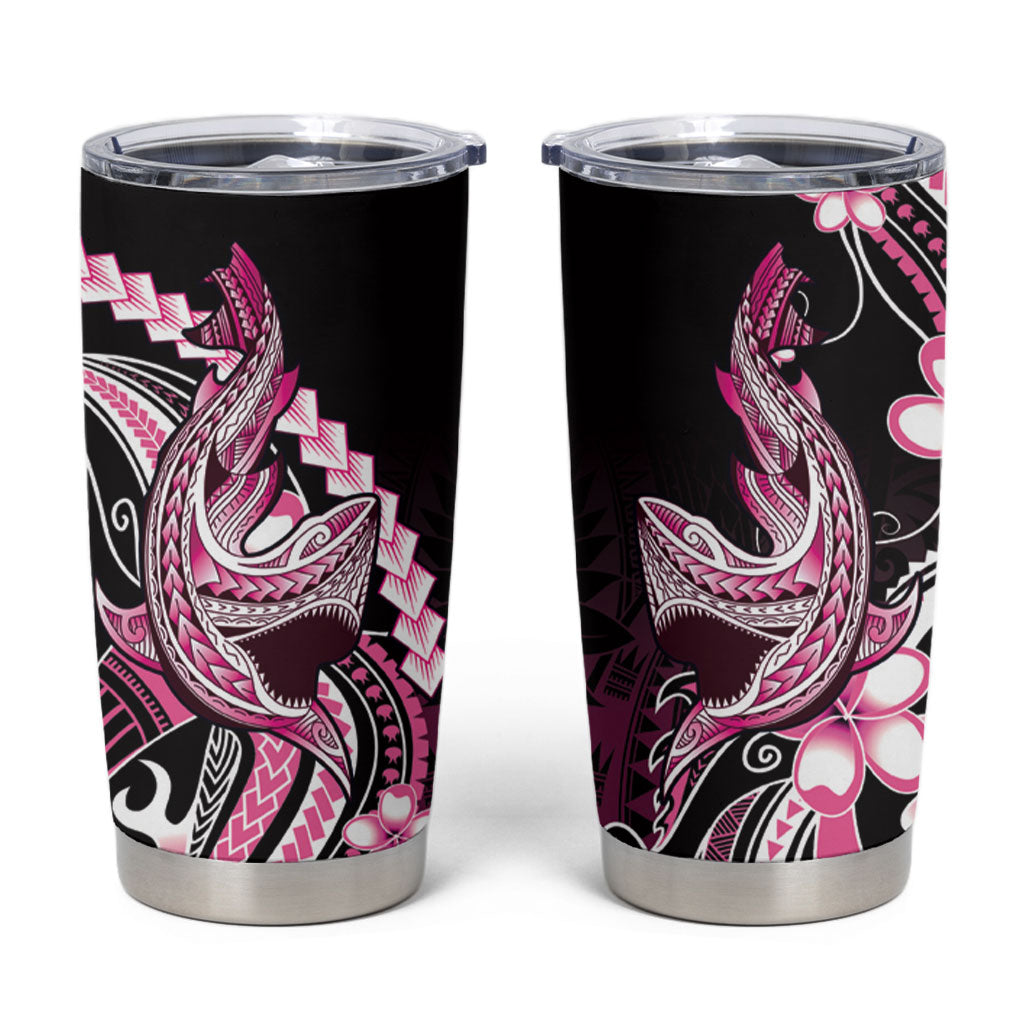 Pink Black Aloha Hawaii Tumbler Cup Polynesian Shark Tattoo Plumeria LT14 Pink - Polynesian Pride