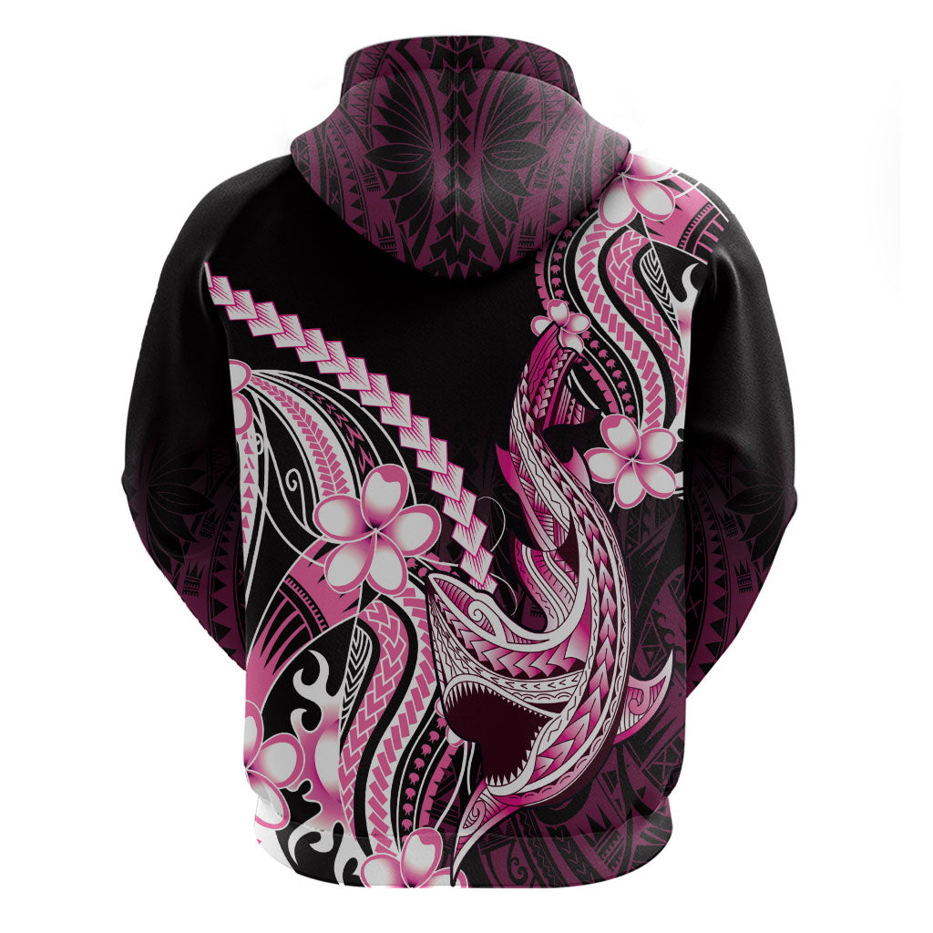 Pink Black Aloha Hawaii Zip Hoodie Polynesian Shark Tattoo Plumeria