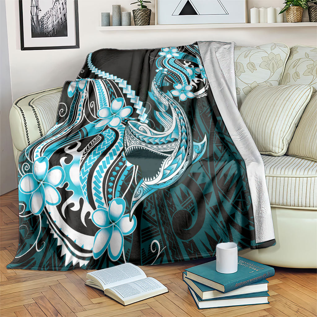 Blue Black Aloha Hawaii Blanket Polynesian Shark Tattoo Plumeria LT14 Blue - Polynesian Pride