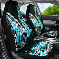 Blue Black Aloha Hawaii Car Seat Cover Polynesian Shark Tattoo Plumeria