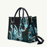 Blue Black Aloha Hawaii Leather Bag Polynesian Shark Tattoo Plumeria