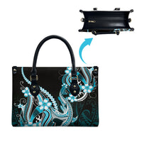 Blue Black Aloha Hawaii Leather Bag Polynesian Shark Tattoo Plumeria