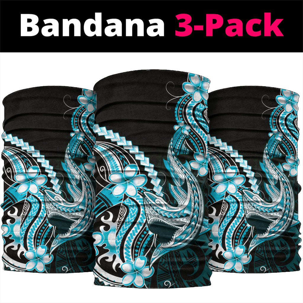 Blue Black Aloha Hawaii Neck Gaiter Polynesian Shark Tattoo Plumeria LT14 package One Size: 25*50cm Blue - Polynesian Pride