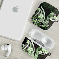 Green Black Aloha Hawaii AirPods Case Polynesian Shark Tattoo Plumeria