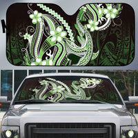 Green Black Aloha Hawaii Auto Sun Shade Polynesian Shark Tattoo Plumeria
