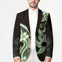 Green Black Aloha Hawaii Blazer Polynesian Shark Tattoo Plumeria